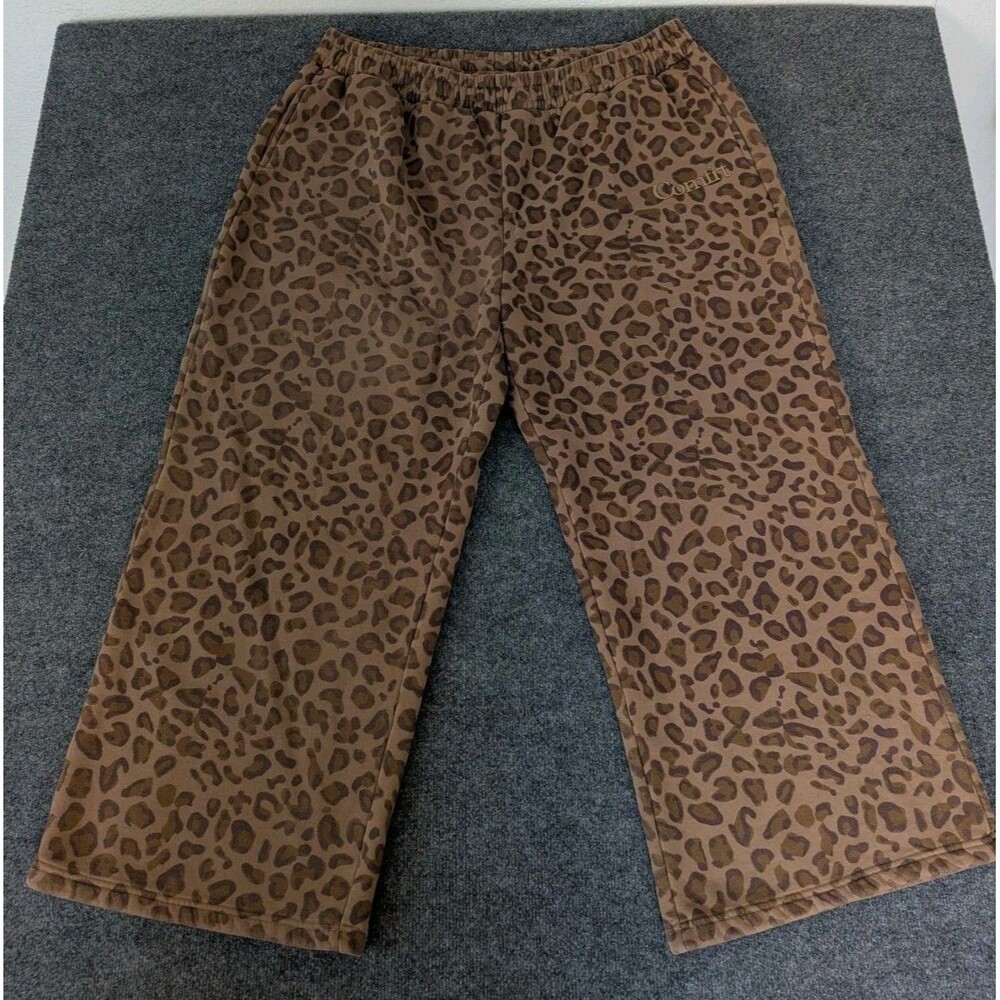 Comfrt Oversized Leopard Women's Sz 3XL Sweatpants Brown